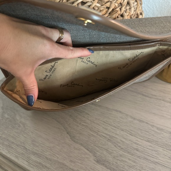 Vintage Pierre Cardin Beige Canvas Clutch